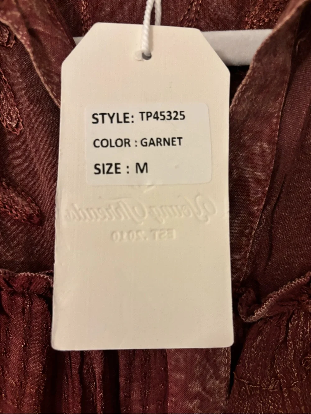 NWT - Burgundy Patchwork Boho Style Blouse - Picture 4 of 13
